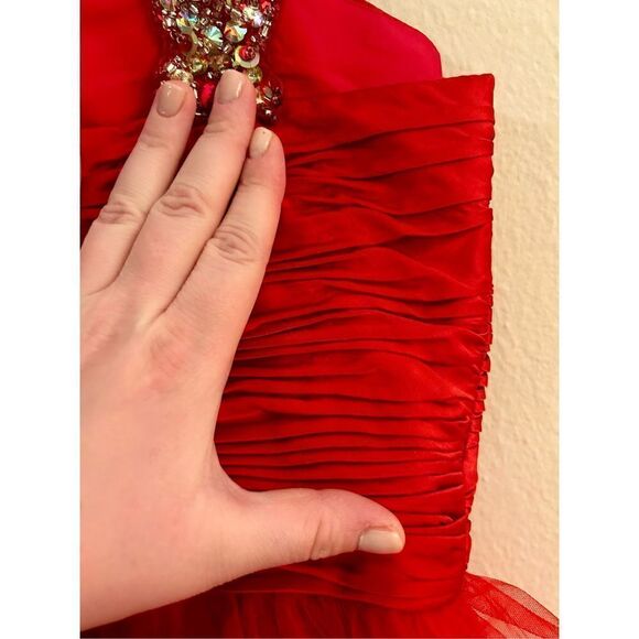 Sherri Hill Satin Tulle Embellished Party Dress Size 10 - Picture 9 of 11